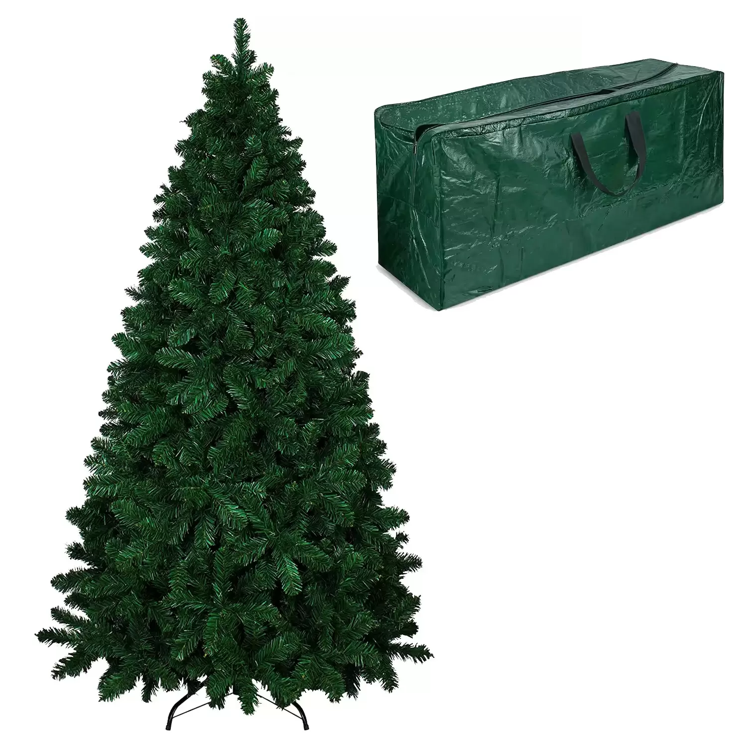 GYMAX Albero di Natale Innevato 180 cm, 657 Rami Artificiali in PVC, Base Pieghevole in Metallo, Divisibile da Trasporto e Montaggio, Decorazione Natalizia da Interno ed Esterno, Folto e Realistico