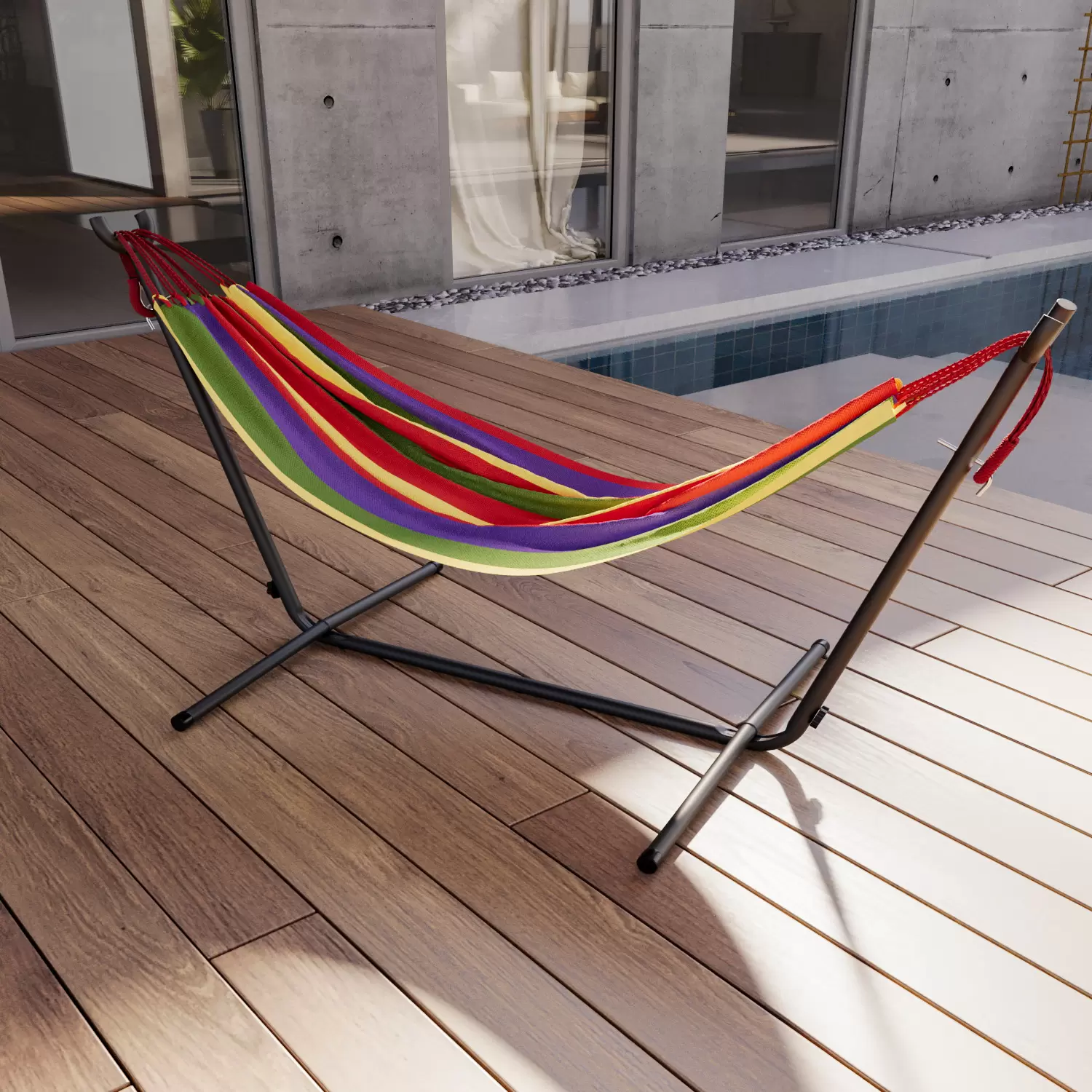 Amaca Brasiliana Con Supporto In Acciaio - Portata 200kg, Regolabile - Foto 6