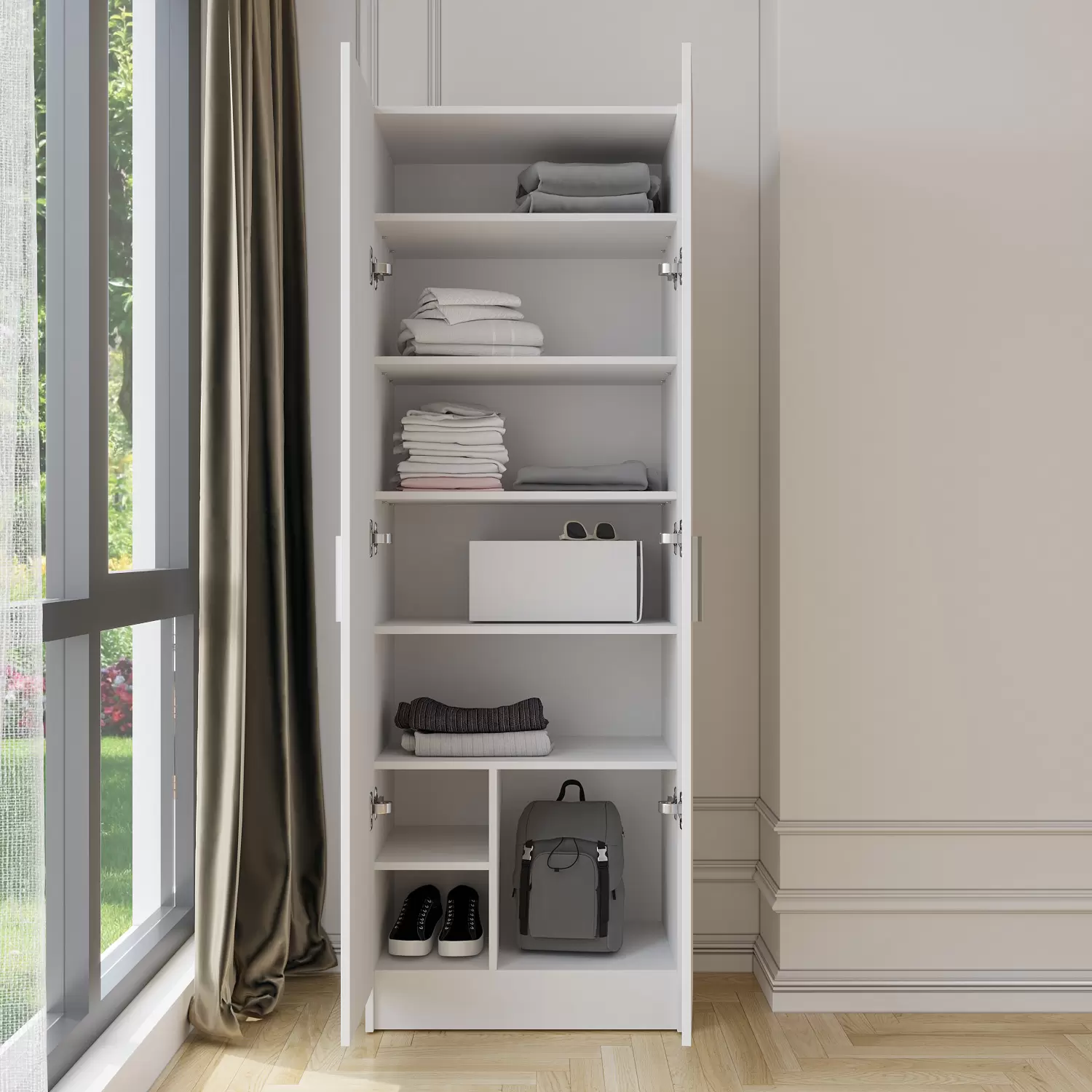 Armadio Archivio Ufficio 2 Ante Bianco - 79x114x35cm - Con Ripiani Regolabili - Design Elegante