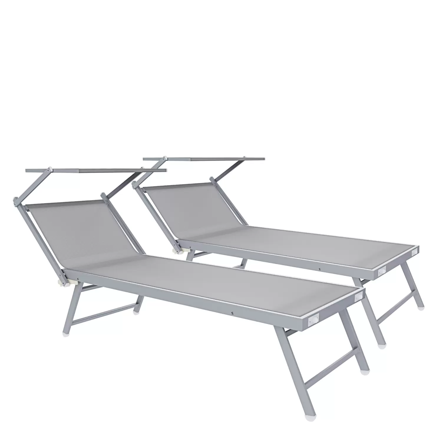Coppia Di Lettini Grigio Prendisole Pieghevole Professionale In - Main Image