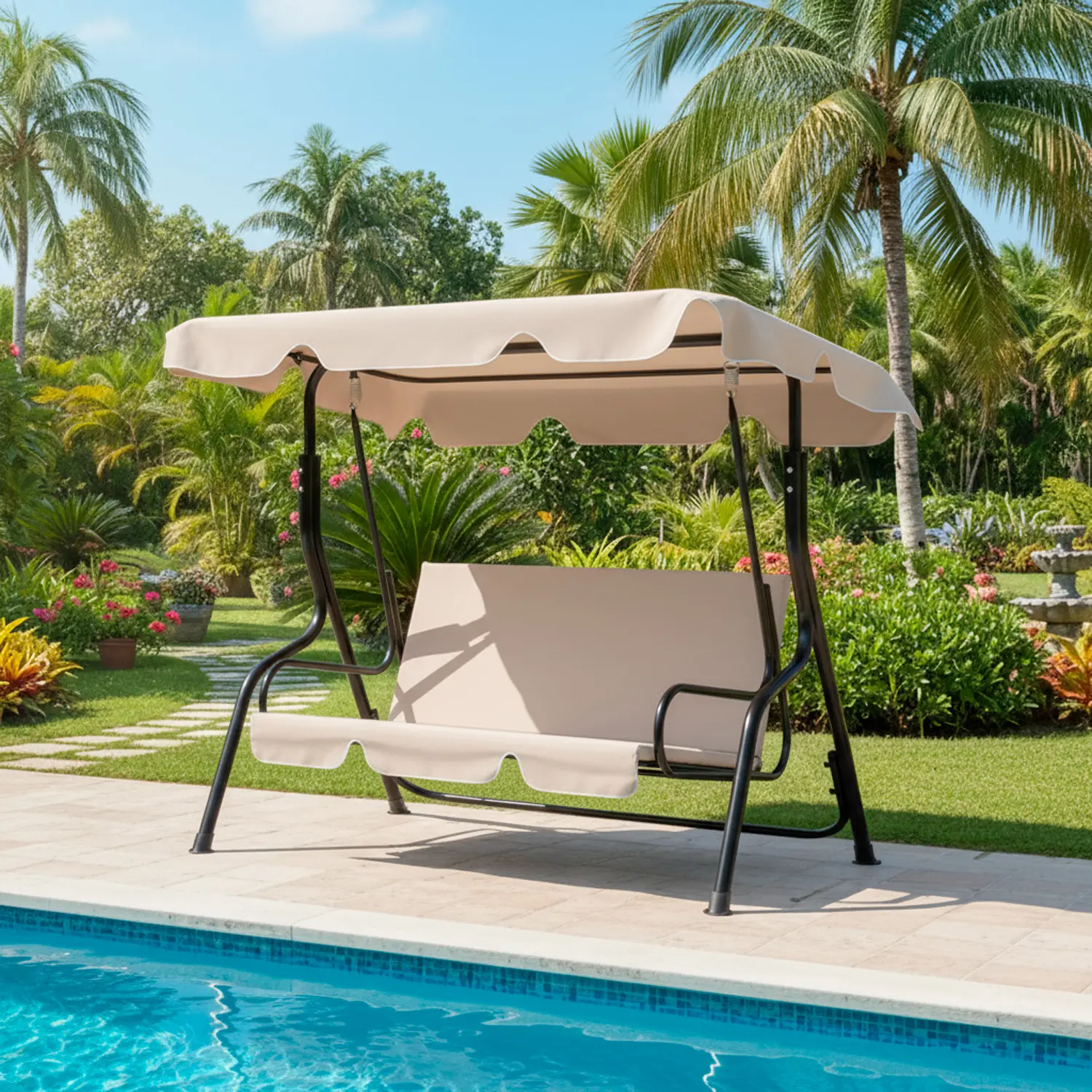 Cuscini E Tettuccio Dondolo 3 Posti In Arredamento Da Esterni - Foto 2