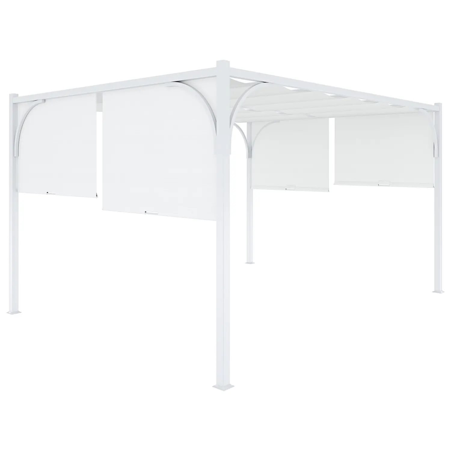 Gazebo Pergola 3x4 M Pergolato Tetto Scorrevole Telo Colore Bianco