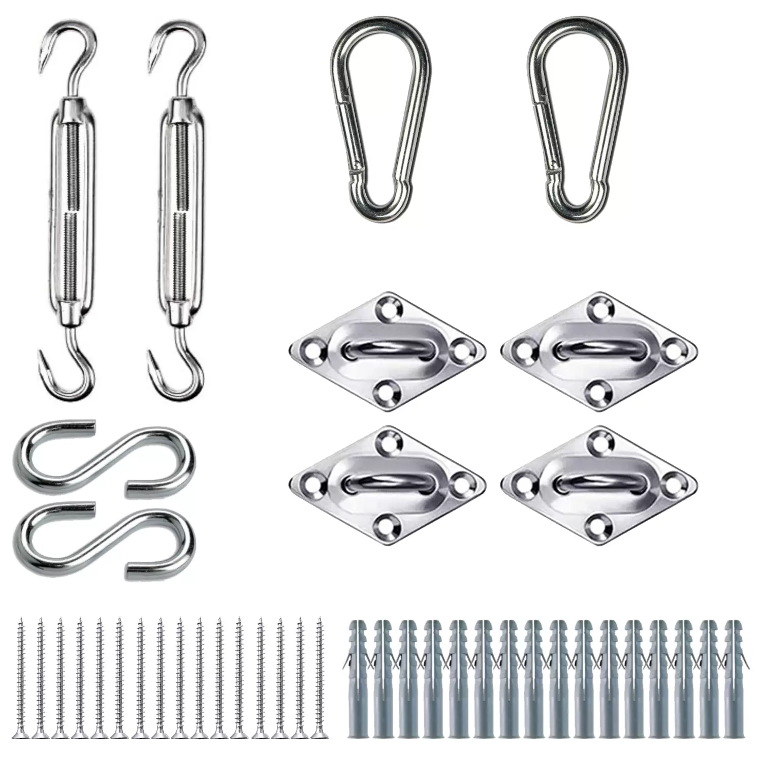 Kit Fissaggio Tenda Parasole In Acciaio Inox 304 - Per Vele Triangolari E Quadrate, Include Ganci E Staffe - Foto 4