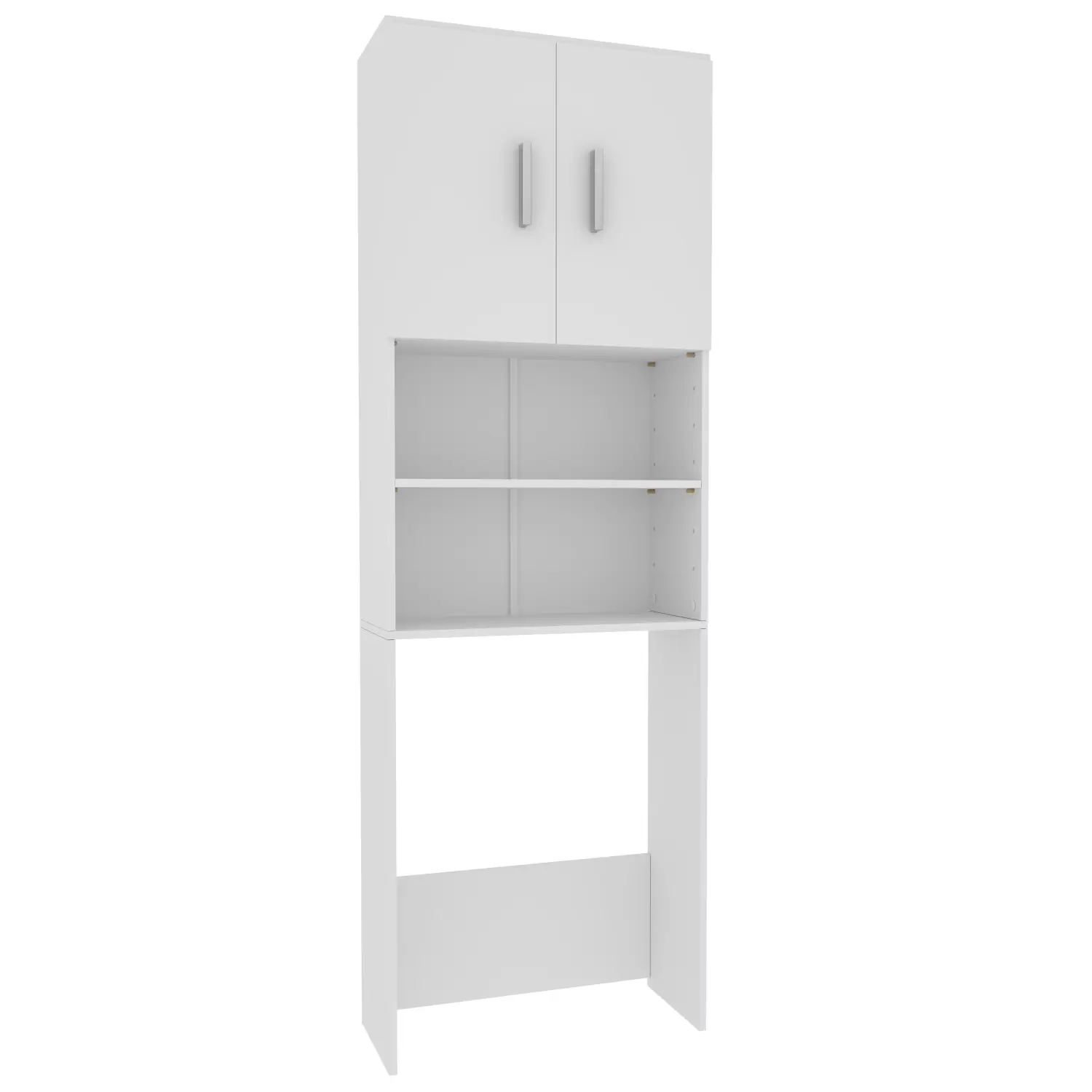 Mobile Sopra Lavatrice Bangor - Armadietto Con Ante, Ripiani, Bianco, 190x26x64 Cm, Ottimizza Spazi Bagno - Foto 2