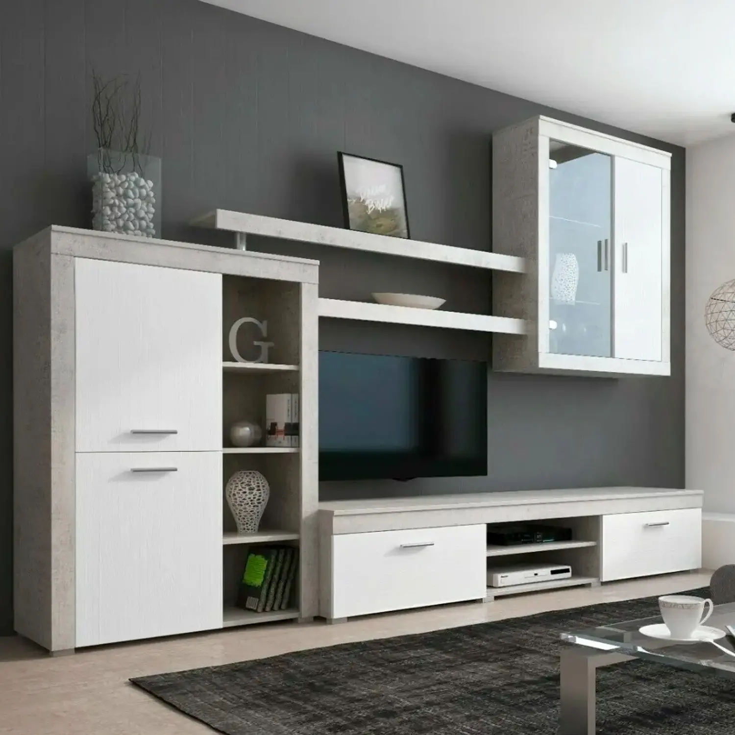 Parete Attrezzata Da Soggiorno Salotto Moderna Con Ante Mensole