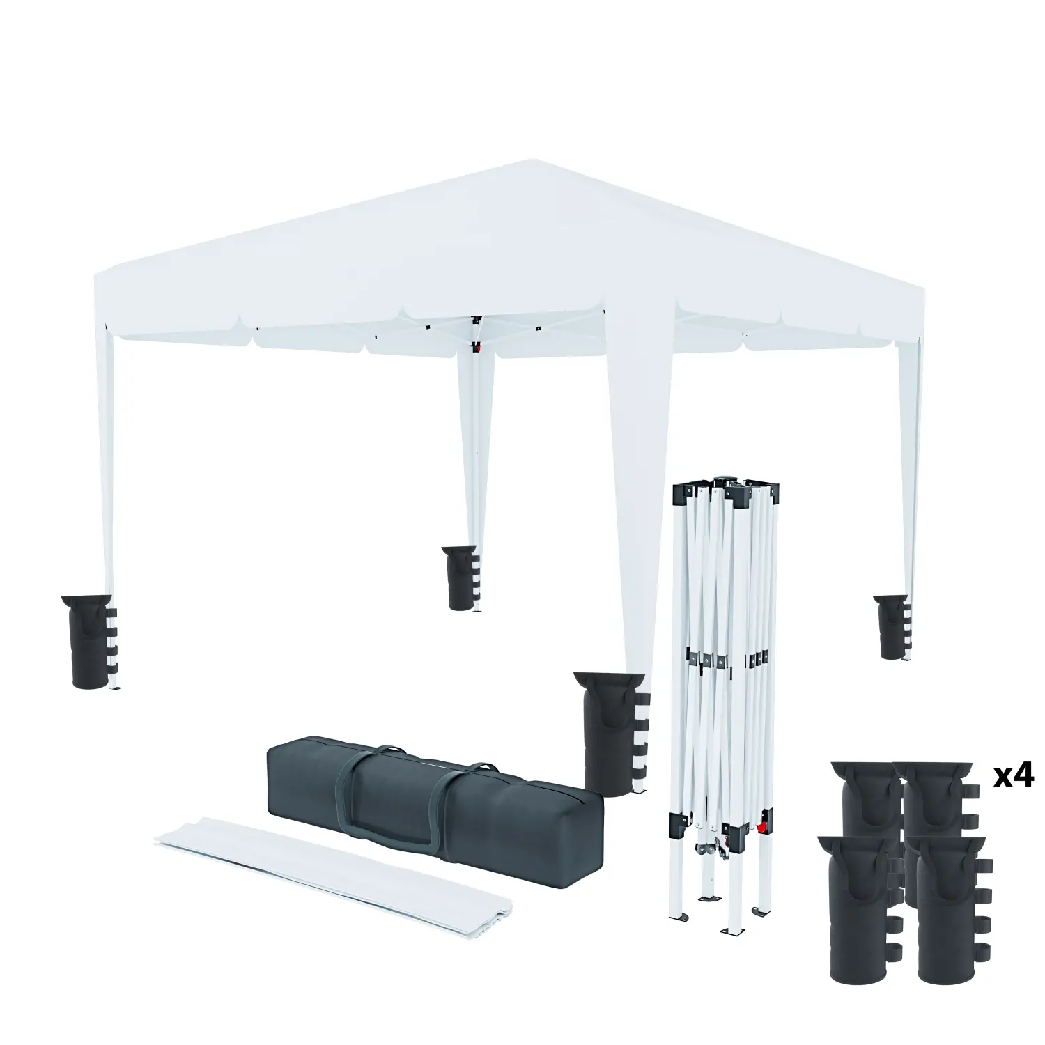 Gazebo Pieghevole 3x3m Idrorepellente con 4 Sacche…