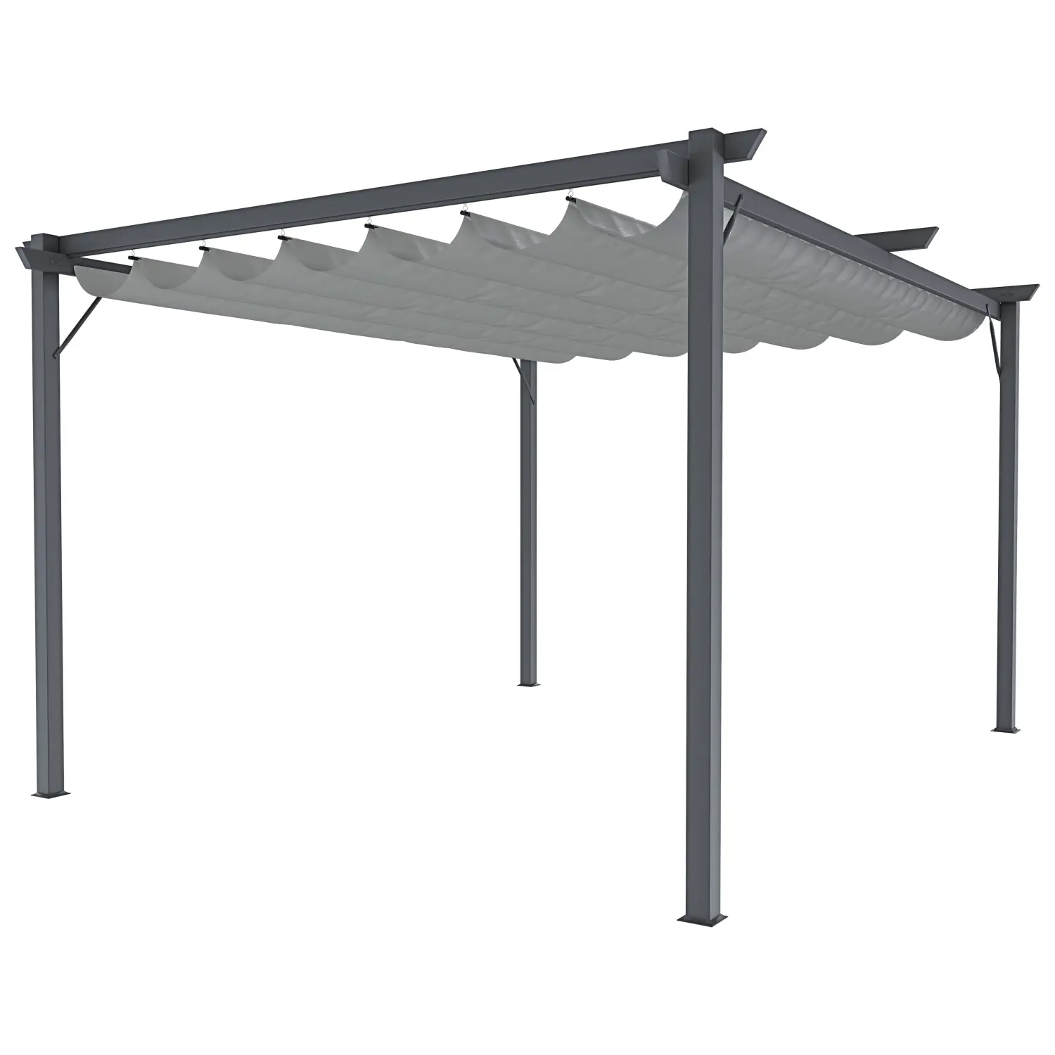 Gazebo Pergola 3 x 3 M Pergolato Con Telo Grigio Im…