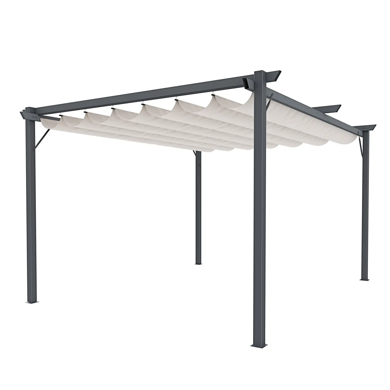 Gazebo Pergola 3 x 3 M Pergolato Con Telo Grigio Im…