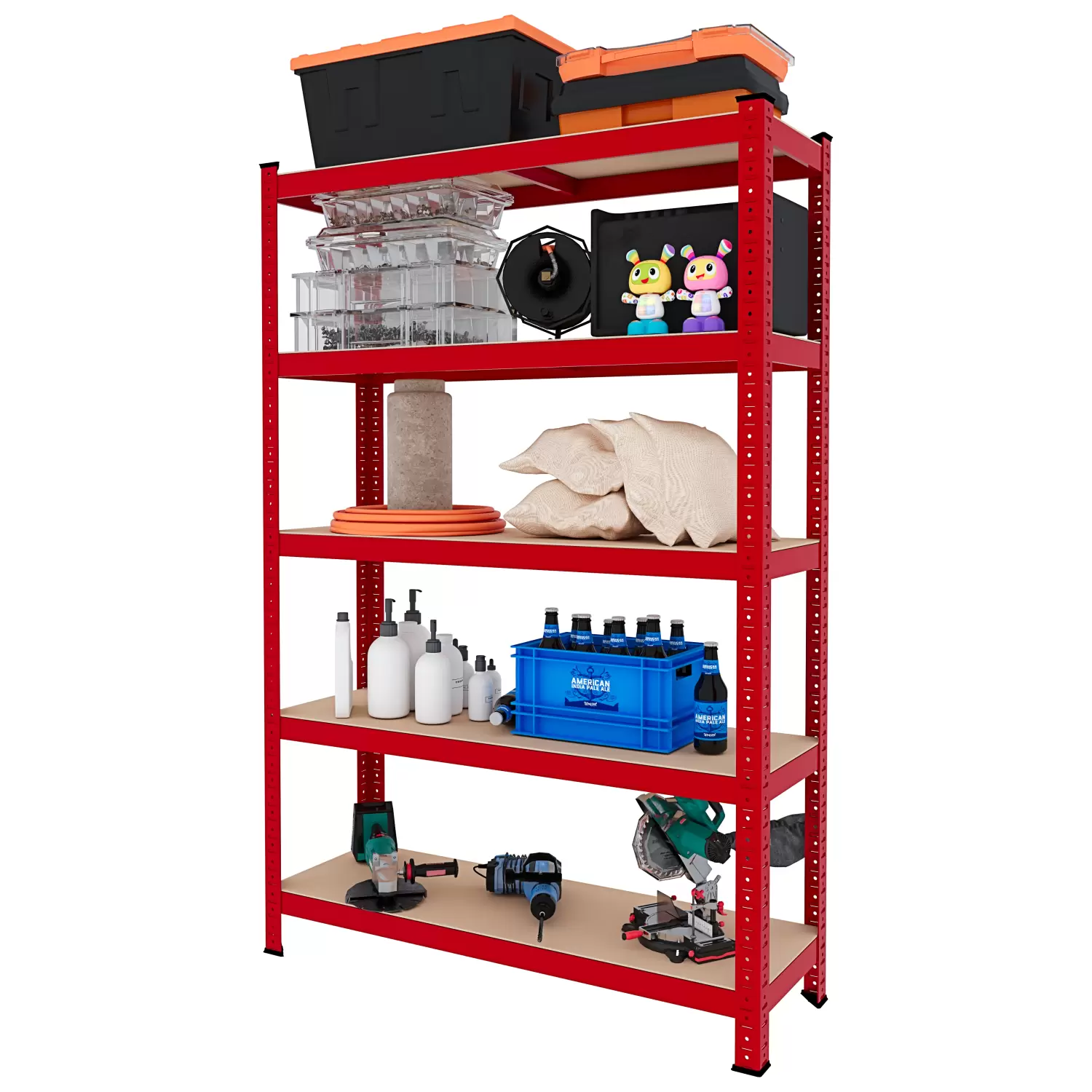 Scaffalatura EGLEMTEK Metallo E MDF - 180x90x40cm, Portata 875kg, 5 Ripiani Regolabili