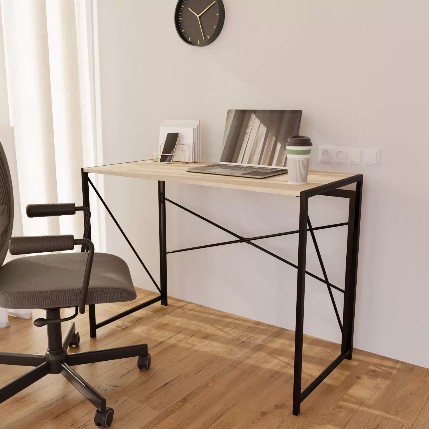 Scrivania Pieghevole Maclean MC-126 W: Mobile, Con Ripiano, Ruote E Carico 50 Kg - Perfetta Per Casa E Ufficio