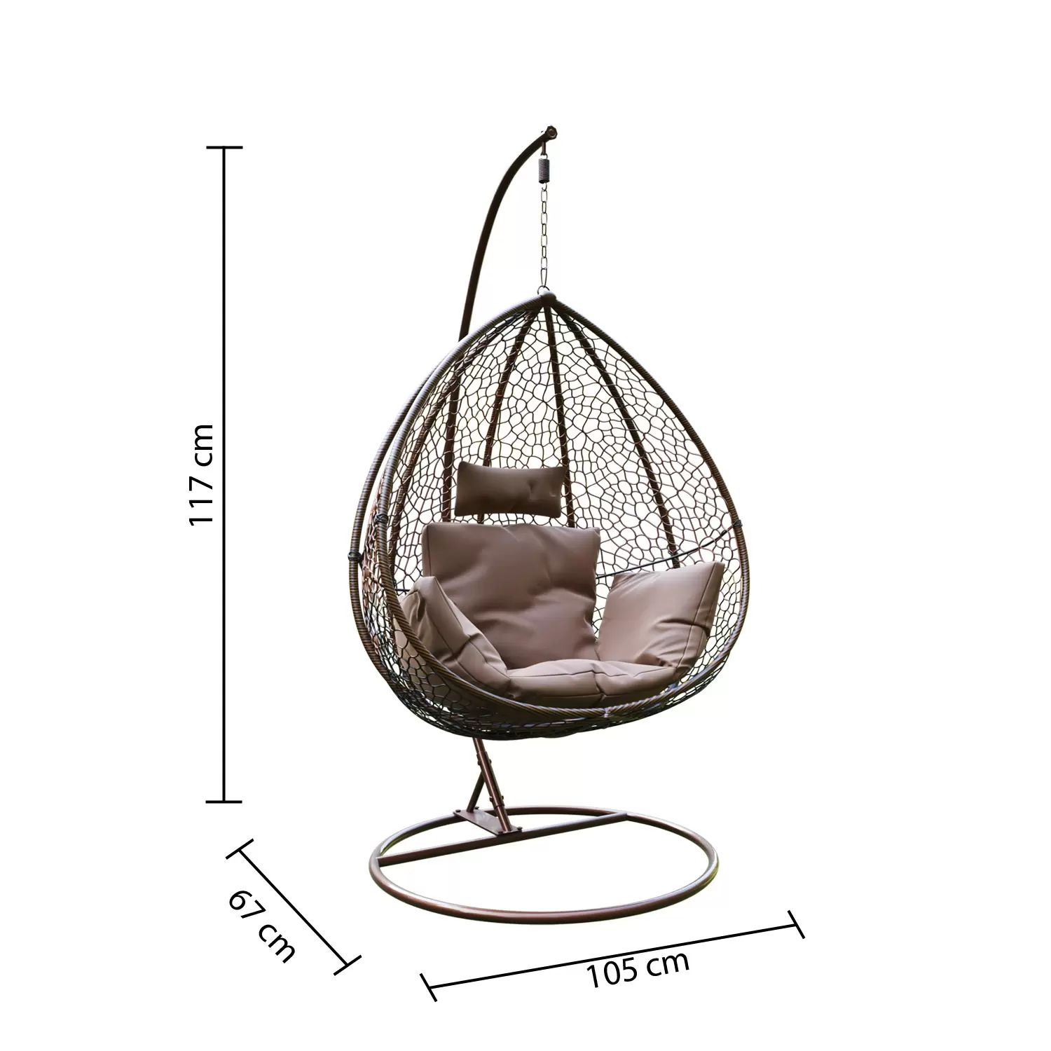 Poltrona Sospesa Da Esterno E Interno | Design Uovo Moderno | Polyrattan E Acciaio | Beige - Foto 3