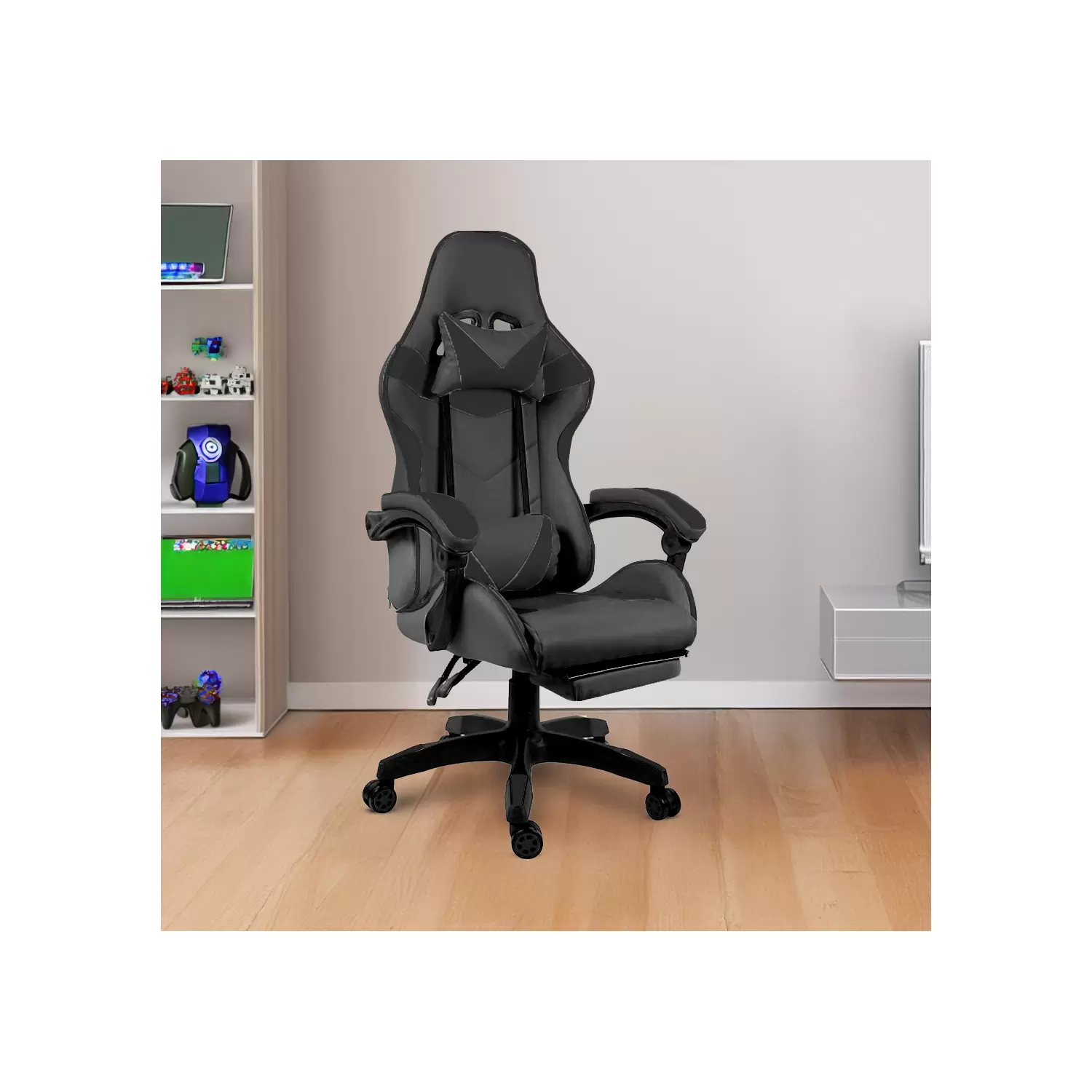Sedia Da Gaming Cybert - Poltrona Ergonomica, Supporto Lombare Regolabile, Braccioli, Inclinazione, Nero/grigio