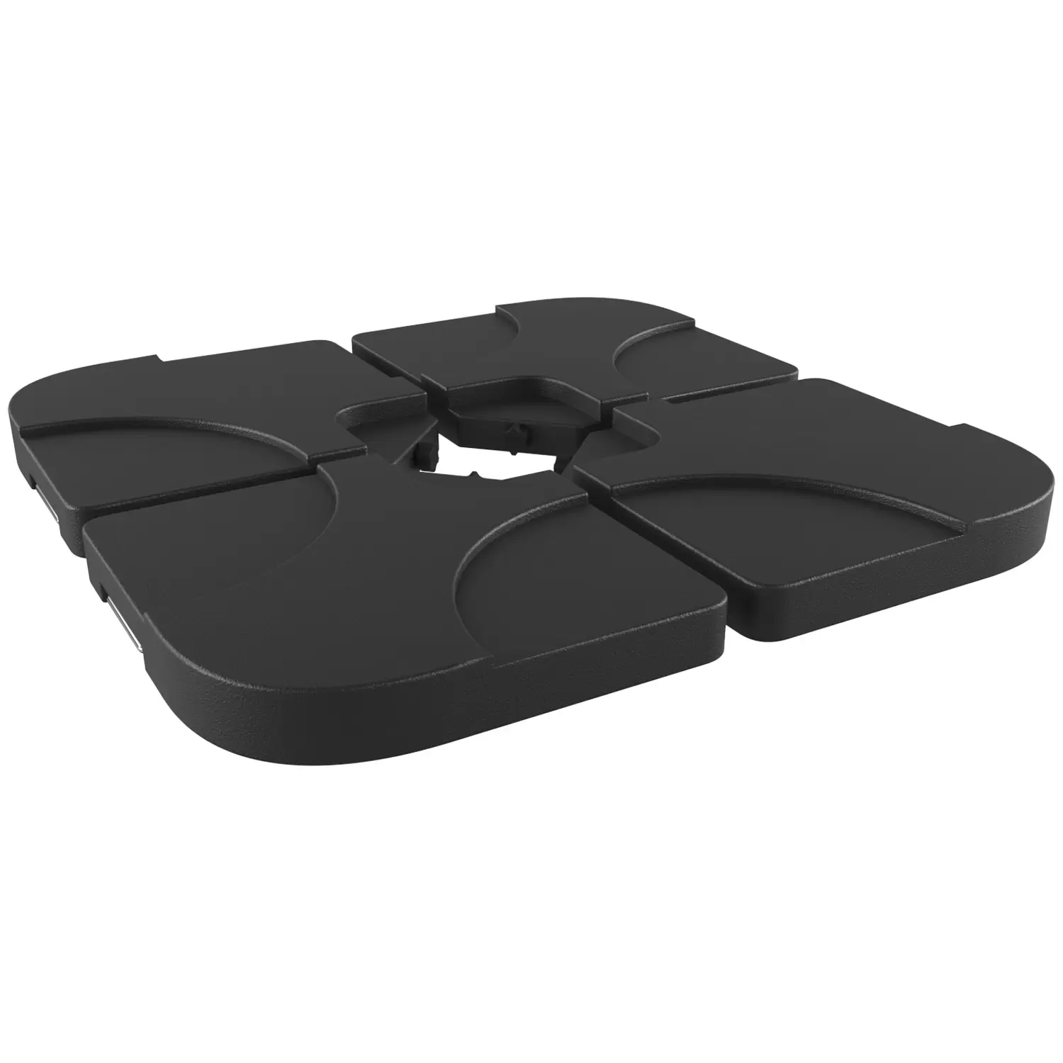 Set Di 4 Basi Per Ombrellone In Plastica HDPE | Riempibili Con Acqua O Sabbia (60L Totali), 50x50x7.5 Cm | Stabilizzatore Per Giardino