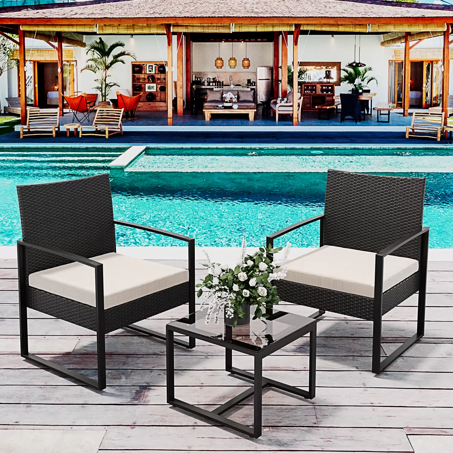 Tavolino Salottino Esterno Rattan Rattan Sintetico Salottino In