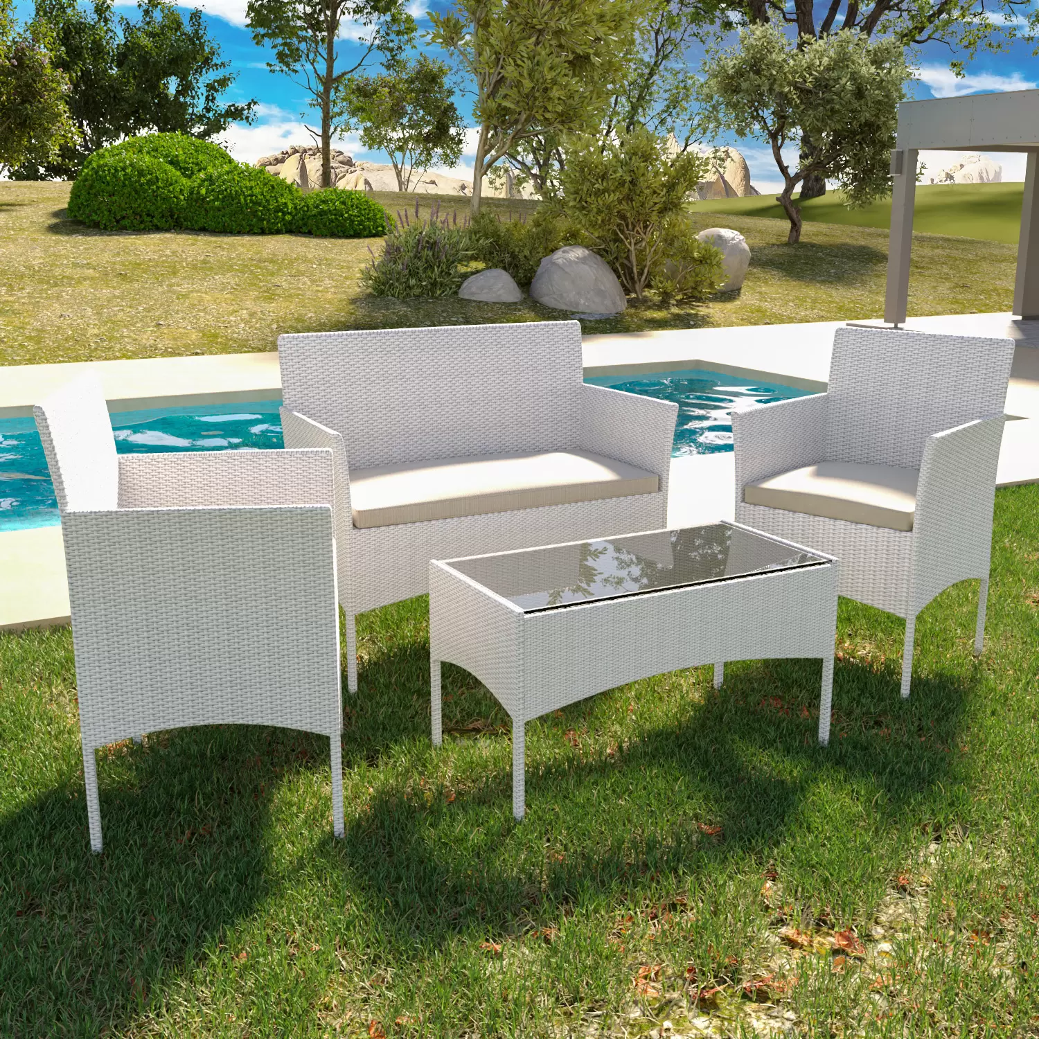 Salotti da giardino in polyrattan