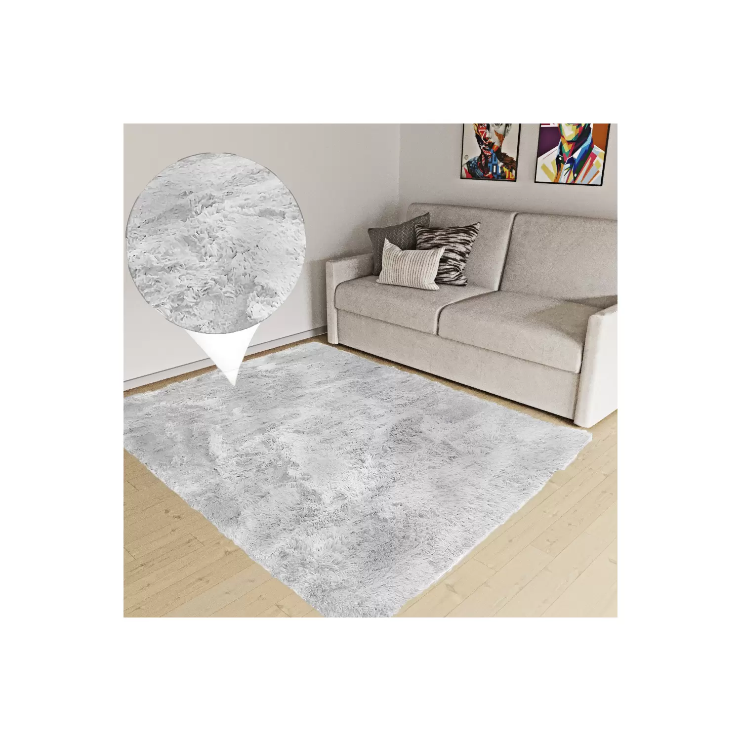 Tappeto Peloso Morbido 200x250cm | Antiscivolo | Bianco | Per Soggiorno E Camera Da Letto - Foto 4