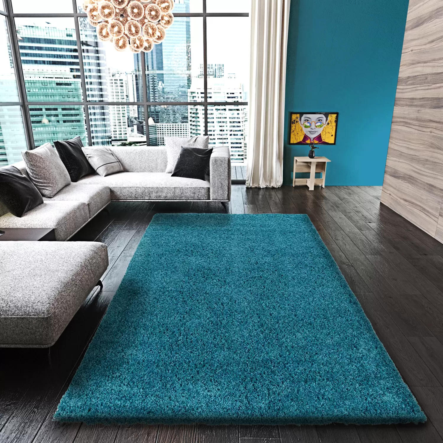 Tappeto Shaggy a Pelo Lungo Antiscivolo Moderno Per Salotto Camera