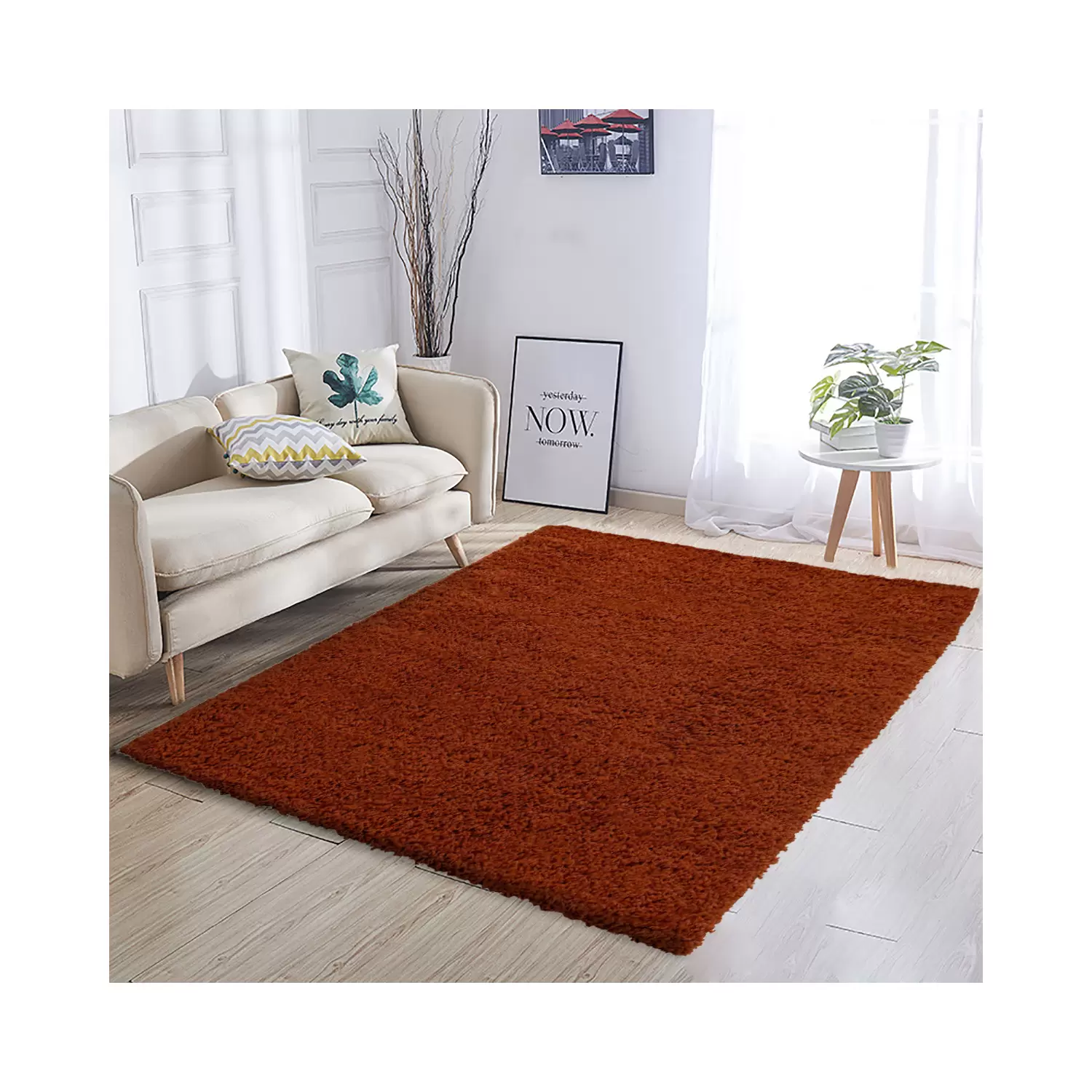 Tappeto Quadrato Pelo Corto 150x150 Cm - Stampa Rocciosa Arancione - Antiscivolo E Lavabile - Per Soggiorno E Camera Da Letto