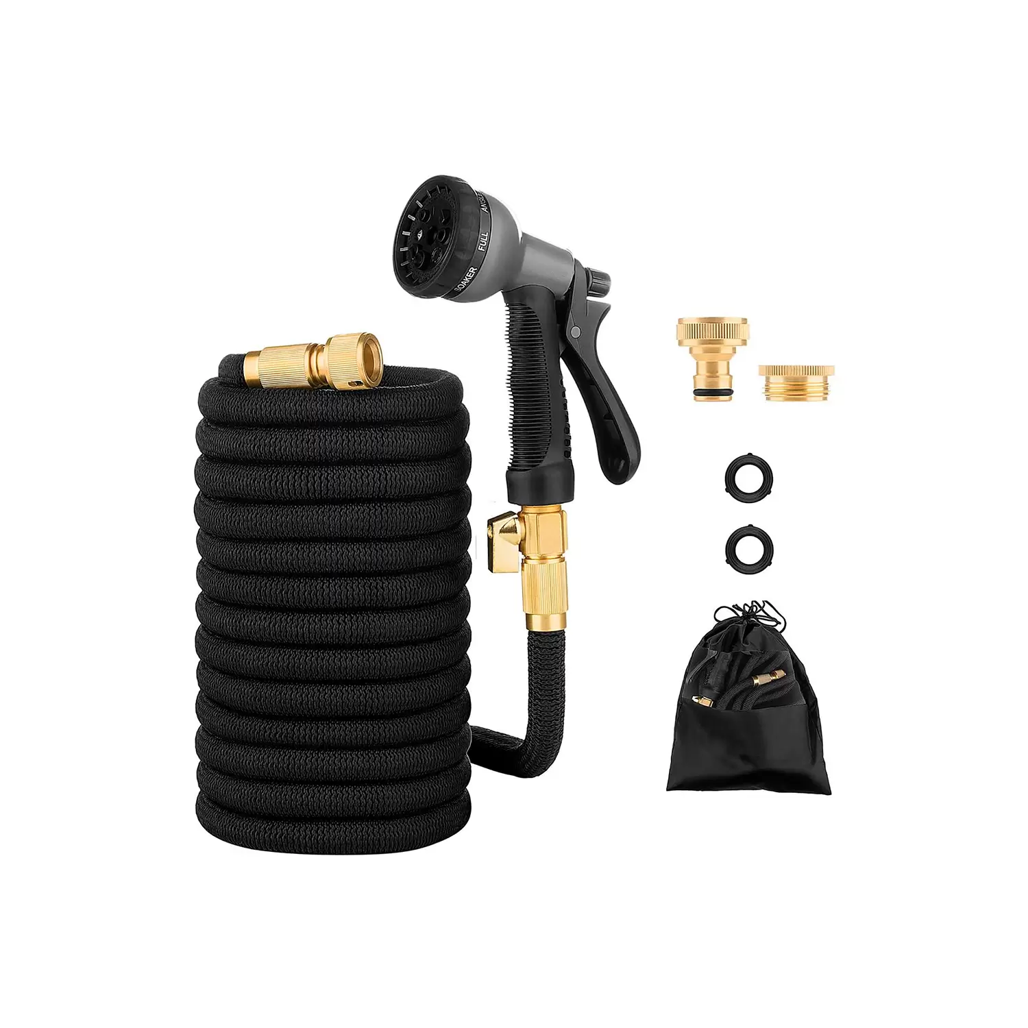 Tubo Da Giardino Resistente 1,5 Cm X 150 M - Super Flessibile Con Ugello 10 Funzioni E Raccordi In Ottone 3/4