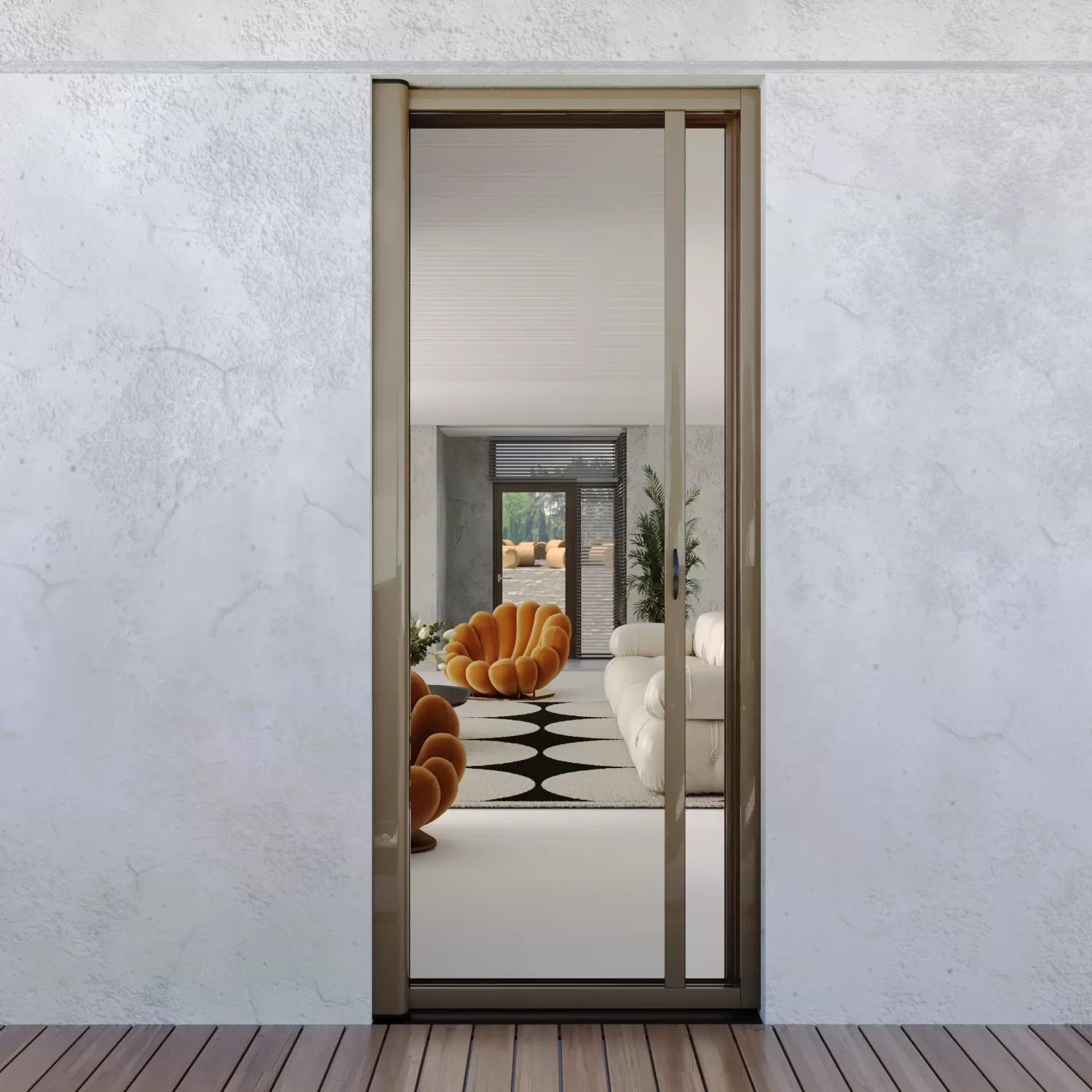 Zanzariera Avvolgibile Universale A Scorrimento Orizzontale - Profilo Riducibile In Alluminio Oro, 120x250 Cm | Per Porte-finestre E Balconi