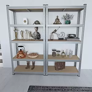 Scaffale Metallo Monzana 5 Ripiani MDF, Portata 350 Kg, Dimensioni 170x75x30 Cm - Per Garage, Officina E Magazzino