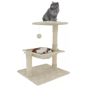 Albero Per Gatto Con Graffiatoio E Cuccia - 120 Cm, In Sisal E Tessuto Morbido, Grigio, Per Gioco E Riposo