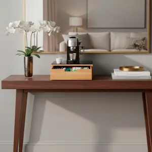 Portacapsule In Legno Con Cassetto – Organizer Per Cialde Caffè, Tisane E Zucchero, Elegante Per Cucina O Ufficio