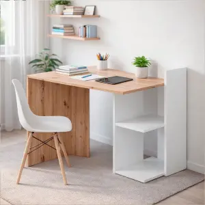 Scrivania Pieghevole Maclean MC-126 W: Mobile, Con Ripiano, Ruote E Carico 50 Kg - Perfetta Per Casa E Ufficio