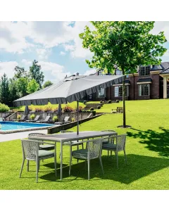 Ombrellone Rettangolare Da Giardino Parasole Per Balcone Con Inclinazione Regolabile Anti UV Impermeabile Ombreggiante Per Mare Spiaggia Piscina Terrazzo Facile Trasporto 198 x 125 Cm (Grigio)