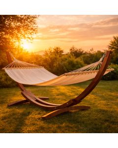 Amaca Da Giardino Con Supporto In Legno Robusto E Telo In Cotone Resistente Portata Max 150 Kg Ideale Per Esterno Terrazzo Balcone Piscina Design Moderno Sorong 320 x 100 x 100 Cm Colore Beige