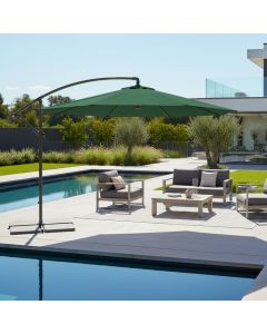 Ombrellone 3x3 M Giardino Retrattile Decentrato Per Esterni Piscina Gazebo Terrazze Bar Hotel In Acciaio Inossidabile Braccio Rotabile 360° Telo 180 g/m2 Impermeabile Resistente Ai Raggi UV Verde