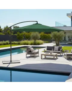 Ombrellone 3x3 M Giardino Retrattile Decentrato Per Esterni Piscina Gazebo Terrazze Bar Hotel In Acciaio Inossidabile Braccio Rotabile 360° Telo 180 g/m2 Impermeabile Resistente Ai Raggi UV Verde