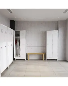 Armadietto Spogliatoio Armadio Sporco Pulito 2 Posti In Lamiera Di Acciaio Salvaspazio Con Chiave Ripiano Appendiabiti Ganci e Porta Cartellino Per Interno Lavoro Piscina 