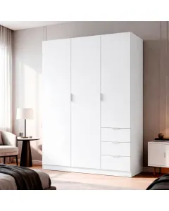 Armadio Con 3 Ante Battenti E 3 Cassetti Armadietto Con Asta Appendi Abiti E 3 Ripiani Ideale Per Camera Da Letto Soggiorno Salone Ingresso Design Moderno Lancaster 180x121x52 Cm