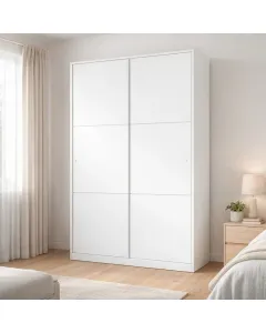 Armadio Guardaroba Con Ante Scorrevoli Salvaspazio 5 Ripiani E Asta Appendiabiti Ideale Per Camera Corridoio Cameretta Ripostiglio Disimpegno Design Moderno 120 x 50 x 200 Cm