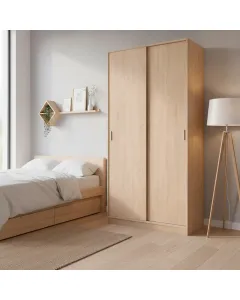 Armadio Guardaroba Vestiti 2 Ante Scorrevoli 1 Ripiano Con Barra Appendiabiti Salvaspazio Ideale Per Arredare Camera Da Letto Stanza Matrimoniale Cameretta 200 x 100 x 50 Cm