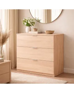 Cassettiera 3 Cassetti Comodino Senza Piedi Comò Mobile Camera da Letto Salvaspazio Finitura Antigraffio Design Minimal Moderno Arredo Casa Studio Lavanderia Corridoio 77 x 38 x 80 Cm