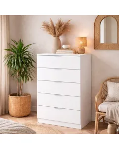 Cassettiera 5 Cassetti Camera Da Letto Corridoio Ripostiglio Disimpegno Ingresso Mobile Alto Comò Design Moderno Minimal Contenitivo Salvaspazio 110 x 60 x 40 Cm