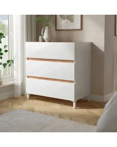 Cassettiera Stile Nordico A 3 Cassetti Gambe Rialzate E Guide Metalliche Mobile Camera da Letto Con Ampio Spazio Contenitivo Design Moderno