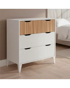 Cassettiera Stile Nordico Con 3 Cassetti Mobile Per Camera Da Letto Moderna Con Gambe Rialzate Mobile Design Scandinavo Zona Notte Salvaspazio 70.5 x 76 x 40 Cm