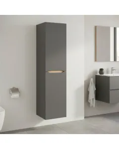 Colonna Da Bagno Sospesa Con 2 Ante E 2 Mensole Regolabili Mobile Alto In Melaminico Con Chiusura Assistita Mobiletto Lavanderia Ingresso  135 x 31 x 26 Cm