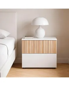 Comodino Con 2 Cassetti Stile Nordico Mobiletto Per Camera Da Letto Moderna Mobile Design Scandinavo Zona Notte Salvaspazio 50 x 41.5 x 34 Cm