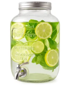 Dispenser in Vetro per Bevande con Rubinetto in Plastica Cromata