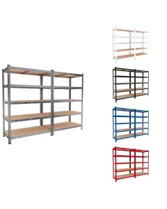 Coppia Di Scaffali In MDF E Metallo Mensole Alta Portata 180 x 90 x 60 cm Fino a 875 kg Con 5 Ripiani Regolabili In Altezza Garage Officina Cantina Capannone Magazzino Design Modulare Jutiapa Argento