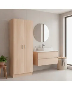 Armadio Multiuso A 2 Ante Armadietto Mobile Contenitore Salvaspazio Con Ripiani Regolabili Ideale Per Ingresso Camera Bagno e Lavanderia 180 x 73 x 37 Cm