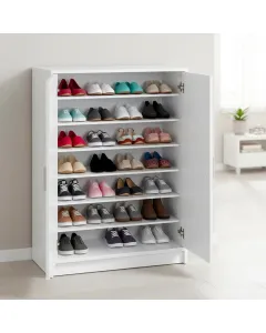 Scarpiera a 2 Ante Mobile Portascarpe Mobiletto Capiente fino a 30 Paia con 6 Ripiani + Base Design Moderno per Ingresso Camera e Corridoio 75 x 36 x 101 Cm