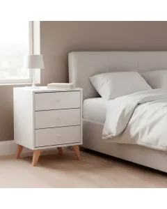 Comodino Moderno A 3 Cassetti Con Piedini Mobile Com&ograve; Per Camera Da Letto Compatto In Melaminico Antigraffio Design Salvaspazio Moderno 40 x 34 x 56 Cm