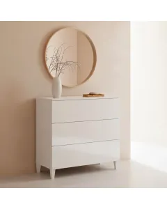 Comodino Con 3 Cassetti Cassettiera Settimino Mobile Da Camera Da Letto Moderno Mobiletto Con Piedini Struttura Compatta in Melaminico Antigraffio Montaggio Facile 80 x 40 x 80 Cm