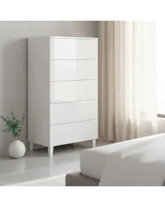 Comodino Con 5 Cassetti Cassettiera Settimino Mobile Da Camera Da Letto Moderno Mobiletto Con Piedini Struttura Compatta in Melaminico Antigraffio Montaggio Facile 60 x 40 x 117 Cm