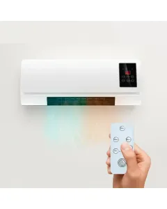 Termoventilatore Elettrico Da Parete 2000W Con Telecomando Display LED Doppia Modalità Caldo E Ventilazione Timer 6 Ore Stufa Silenziosa Per Camera Ufficio Piccoli Ambienti 54 x 14 x 20 Cm Bianco